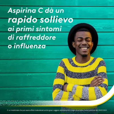 Aspirina C Antinfiammatorio Antidolorifico per Influenza Raffreddore e Febbre con Vitamina C, 20 Compresse Aspirina C Antinfiammatorio Antidolorifico per Influenza Raffreddore e Febbre con Vitamina C, 20 Compresse