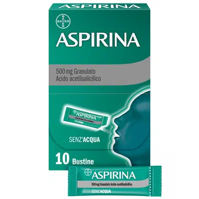 Aspirina in Granuli Senz'Acqua Antidolorifico e Antinfiammatorio contro Mal di Testa e Dolore, 10 Bustine Aspirina in Granuli Senz'Acqua Antidolorifico e Antinfiammatorio contro Mal di Testa e Dolore, 10 Bustine