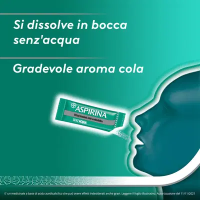 Aspirina in Granuli Senz'Acqua Antidolorifico e Antinfiammatorio contro Mal di Testa e Dolore 20 bustine Aspirina in Granuli Senz'Acqua Antidolorifico e Antinfiammatorio contro Mal di Testa e Dolore 20 bustine