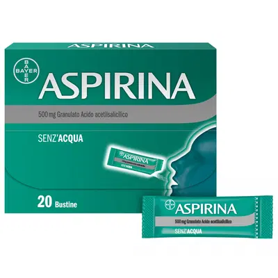 Aspirina in Granuli Senz'Acqua Antidolorifico e Antinfiammatorio contro Mal di Testa e Dolore 20 bustine Aspirina in Granuli Senz'Acqua Antidolorifico e Antinfiammatorio contro Mal di Testa e Dolore 20 bustine