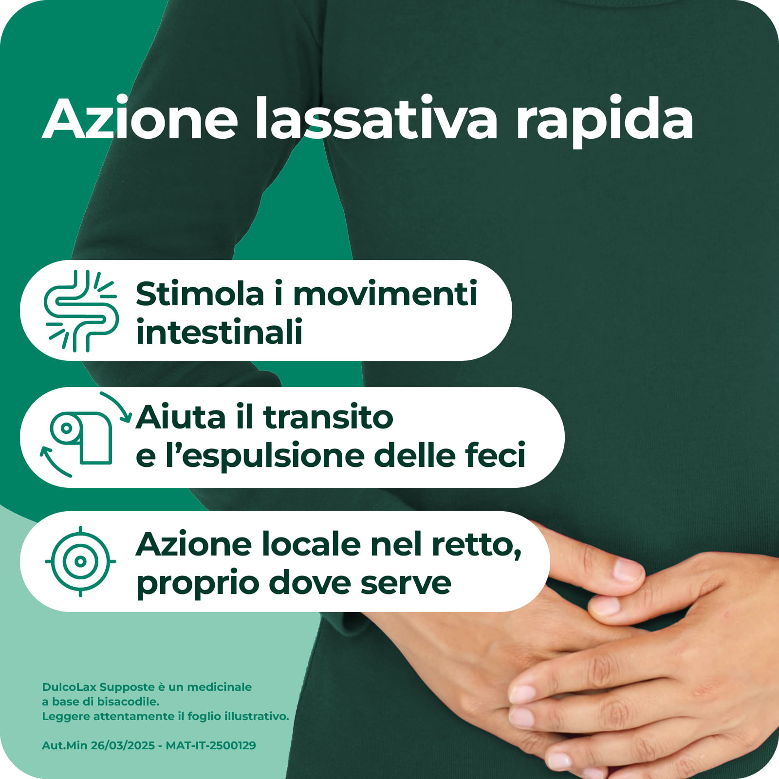 Dulcolax lassativo ad azione rapida contro la stitichezza occasionale, 6 supposte