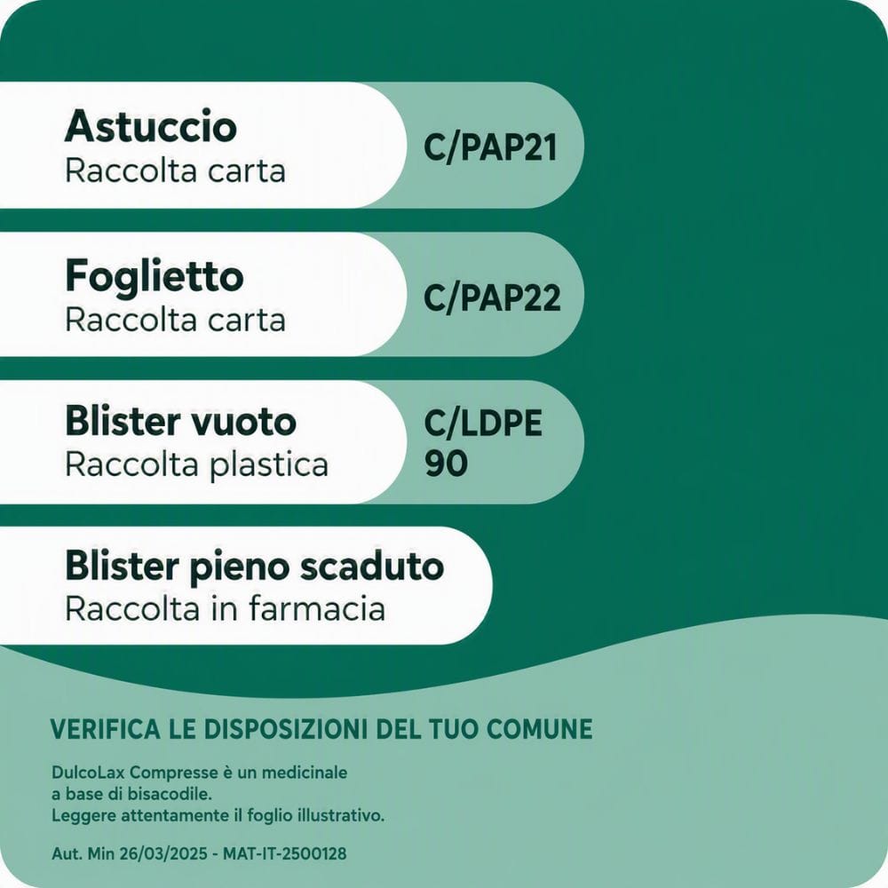 Dulcolax lassativo ad azione rapida contro la stitichezza occasionale, 40 compresse