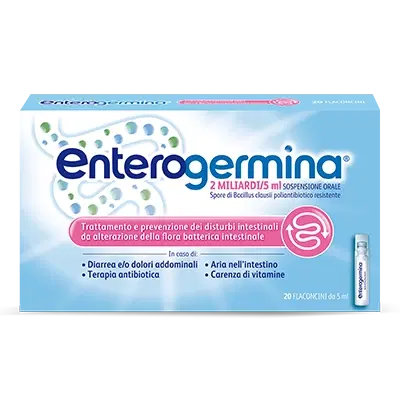 Enterogermina 2 miliardi fermenti lattici, probiotici per disturbi intestinali, 20 fiale Enterogermina 2 miliardi fermenti lattici, probiotici per disturbi intestinali, 20 fiale