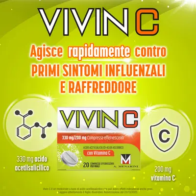 VIVIN C 20 compresse effervescenti 330 mg + 200 mg VIVIN C 20 compresse effervescenti 330 mg + 200 mg