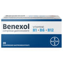 Benexol, Trattamento per Carenza di Vitamine Gruppo B, a base di Vitamina B1, B6, B12, 20 Compresse Gastroresistenti