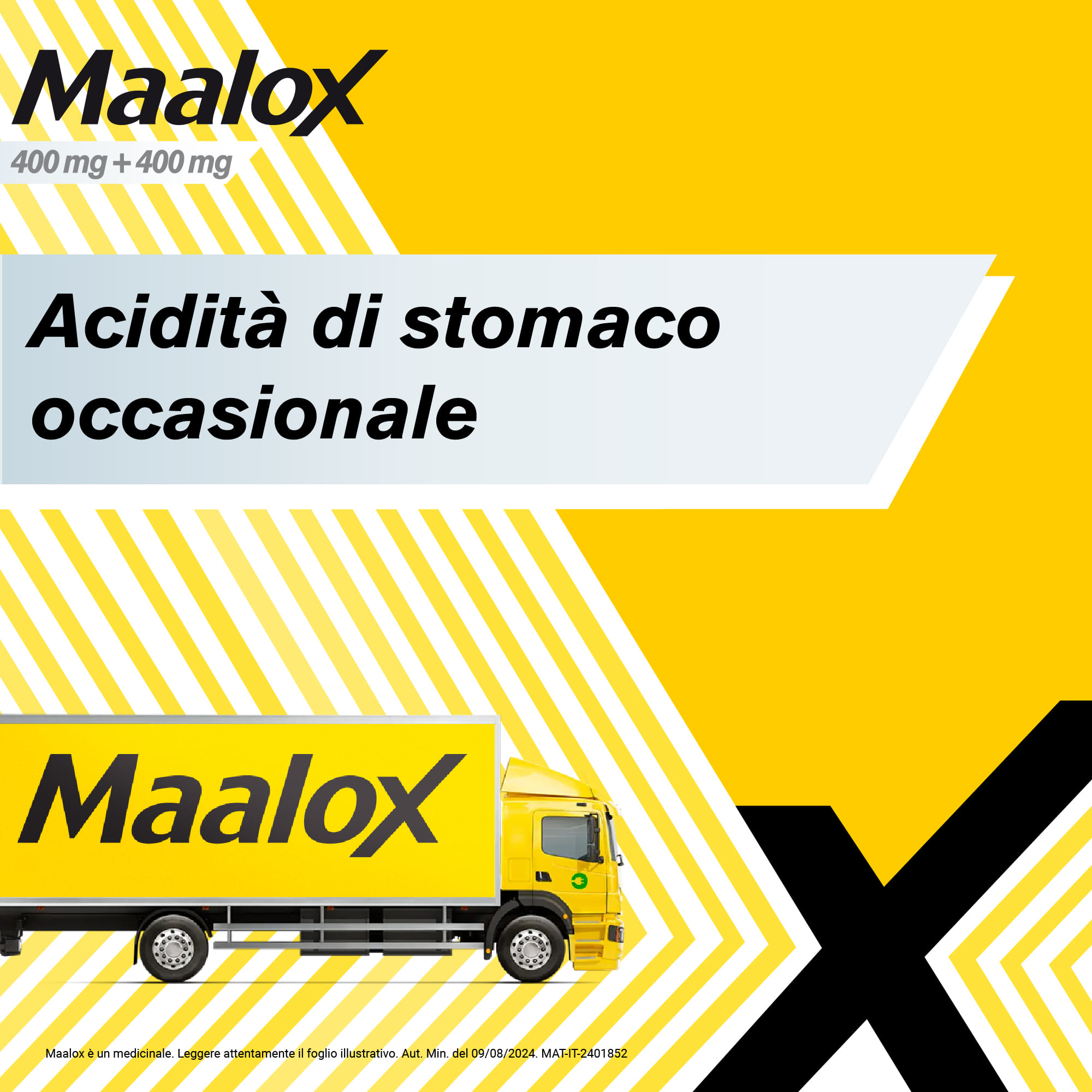 Maalox 400+400 MG, contro acidità di stomaco occasionale, 40 cpr
