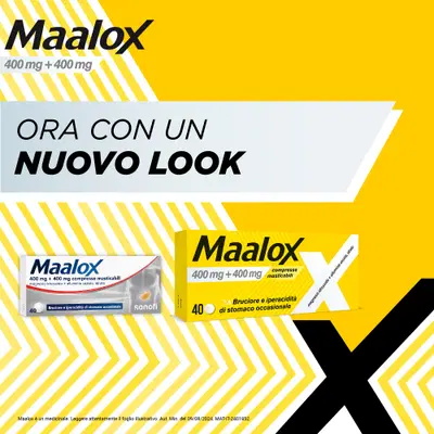 Maalox 400+400 MG, contro acidità di stomaco occasionale, 40 cpr Maalox 400+400 MG, contro acidità di stomaco occasionale, 40 cpr