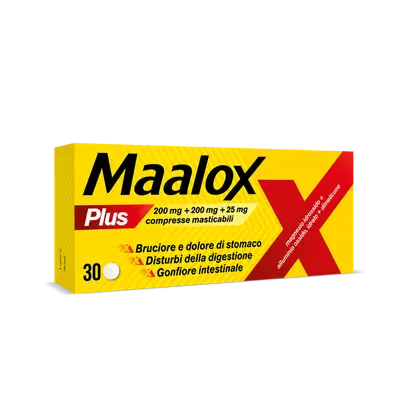 Maalox Plus contro bruciore, cattiva digestione, iperacidità di stomaco, 30 compresse Maalox Plus contro bruciore, cattiva digestione, iperacidità di stomaco, 30 compresse