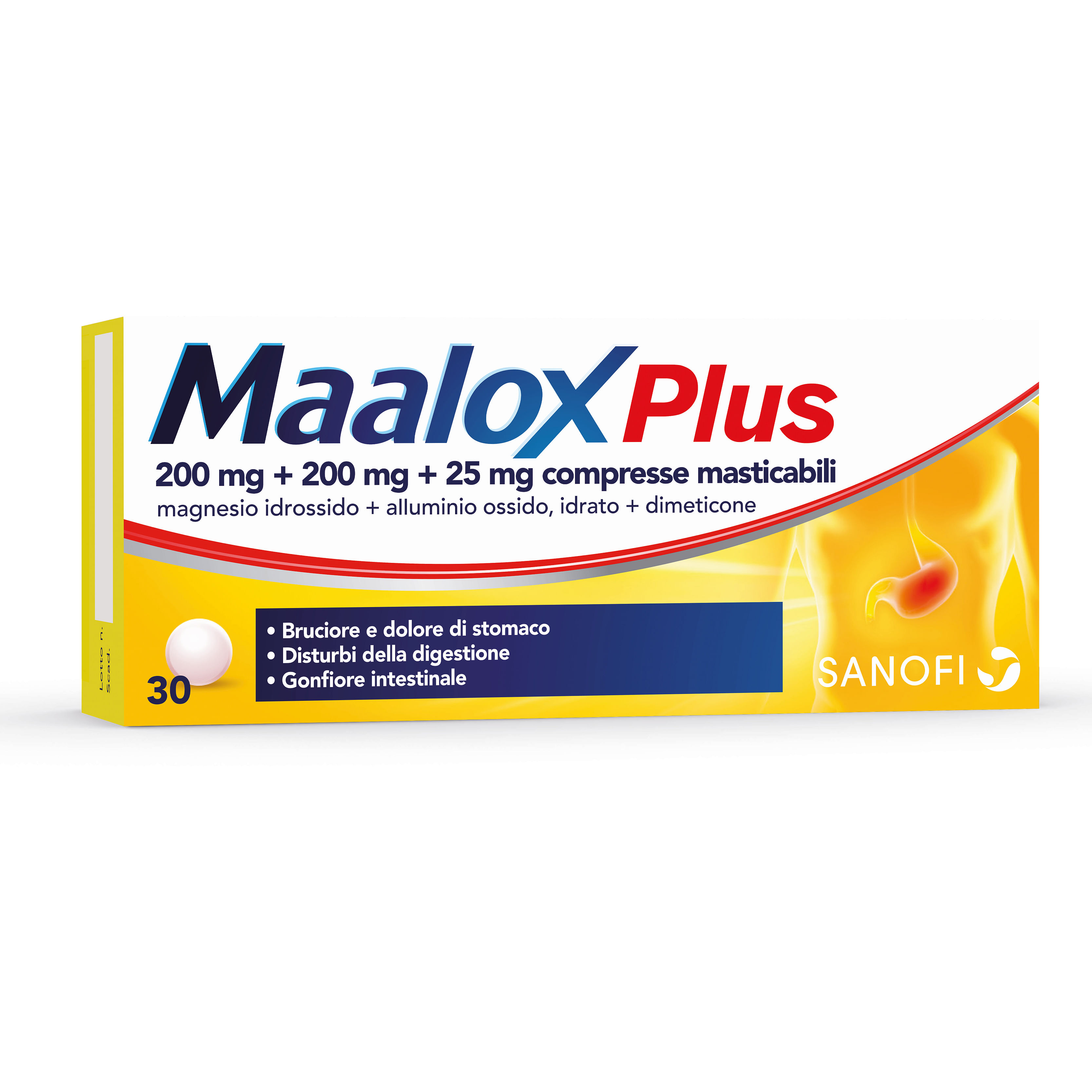 Maalox Maalox Plus 30 Compresse Masticabili 200 Mg + 200 Mg + 25 Mg