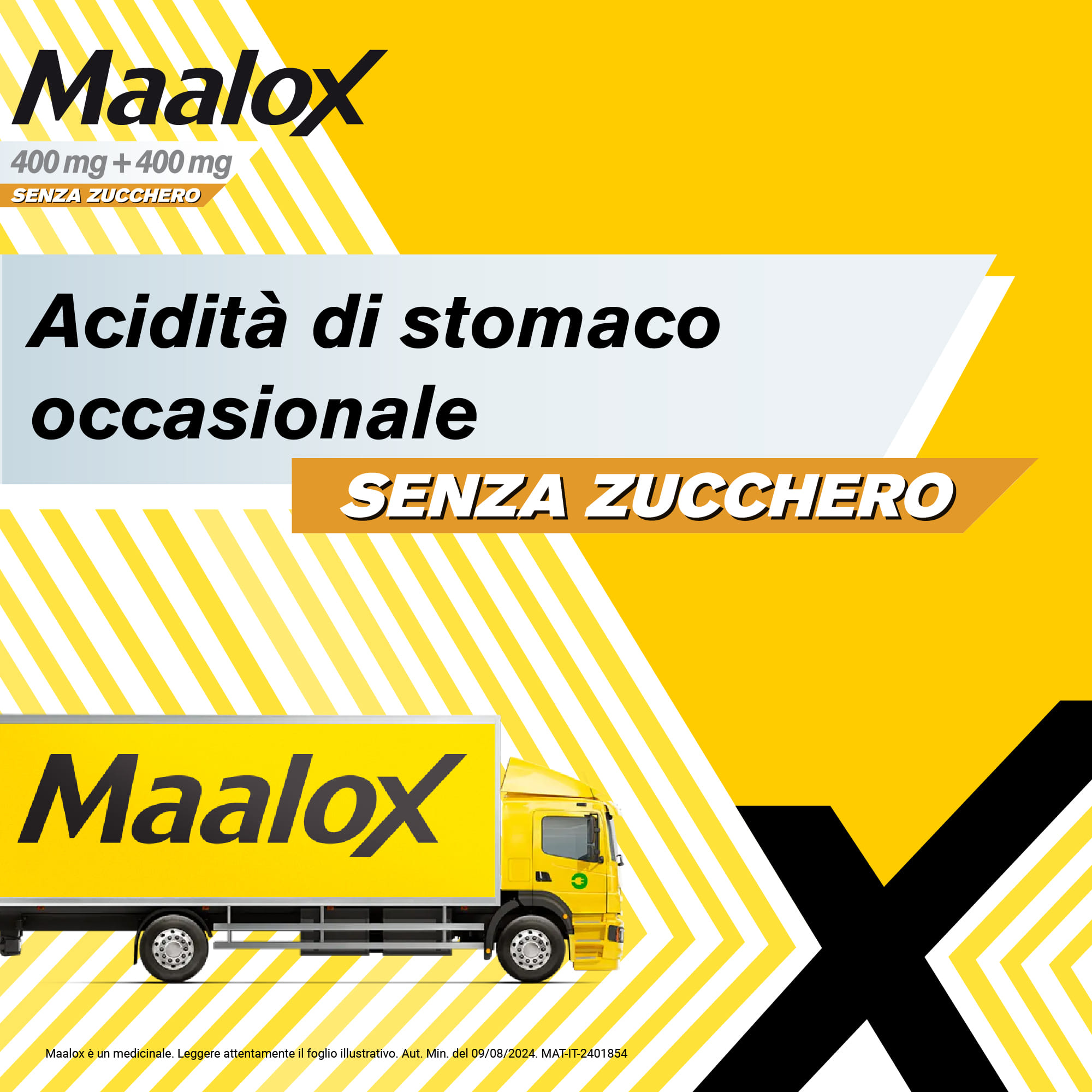 Maalox 400+400 MG, contro acidità di stomaco occasionale, 30 cpr senza zucchero