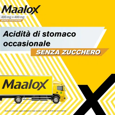 Maalox 400+400 MG, contro acidità di stomaco occasionale, 30 cpr senza zucchero Maalox 400+400 MG, contro acidità di stomaco occasionale, 30 cpr senza zucchero