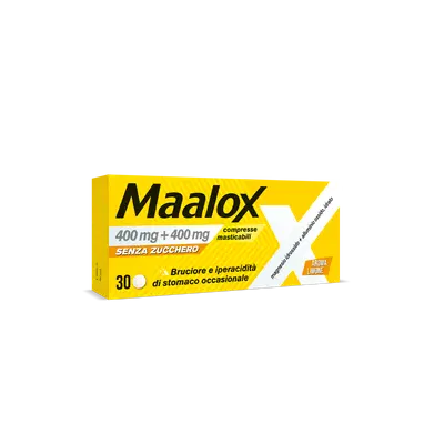 Maalox 400+400 MG, contro acidità di stomaco occasionale, 30 cpr senza zucchero Maalox 400+400 MG, contro acidità di stomaco occasionale, 30 cpr senza zucchero
