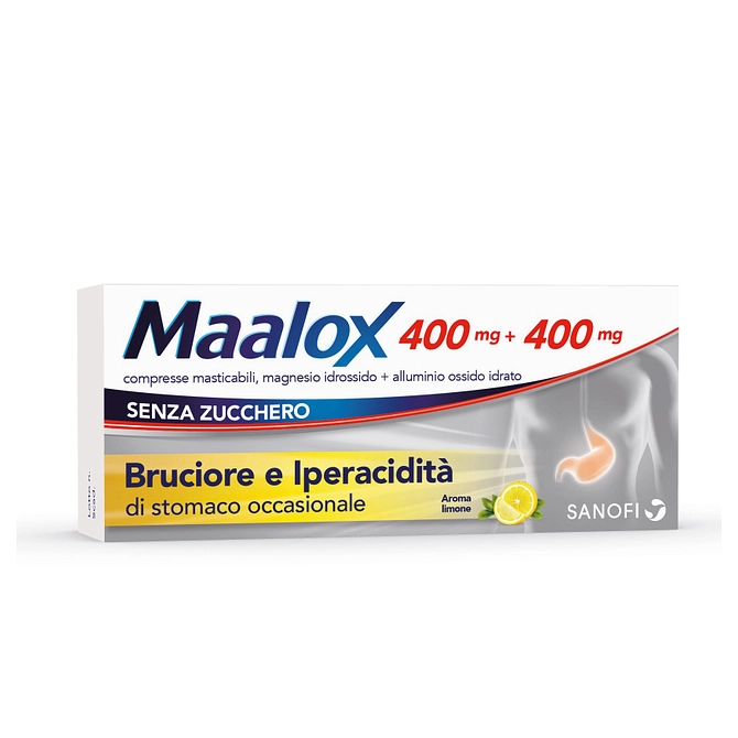 Maalox 30 Cpr Mast 400 Mg + 400 Mg Senza Zucchero Aroma Limone