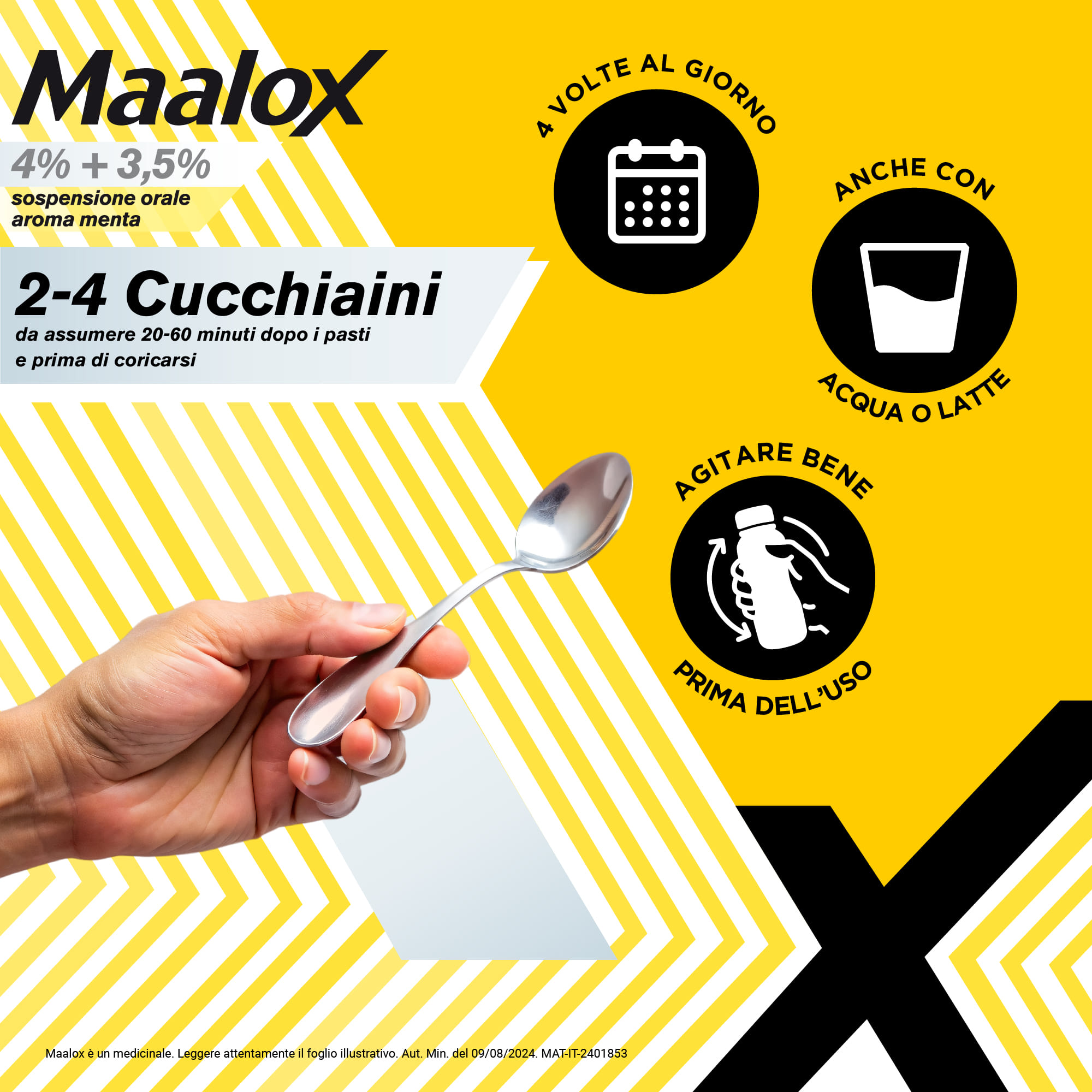 Maalox 400+400 sospensione orale, contro acidità di stomaco occasionale, 250 ml