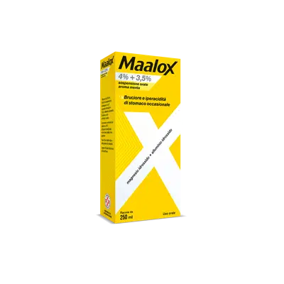 Maalox 400+400 sospensione orale, contro acidità di stomaco occasionale, 250 ml Maalox 400+400 sospensione orale, contro acidità di stomaco occasionale, 250 ml