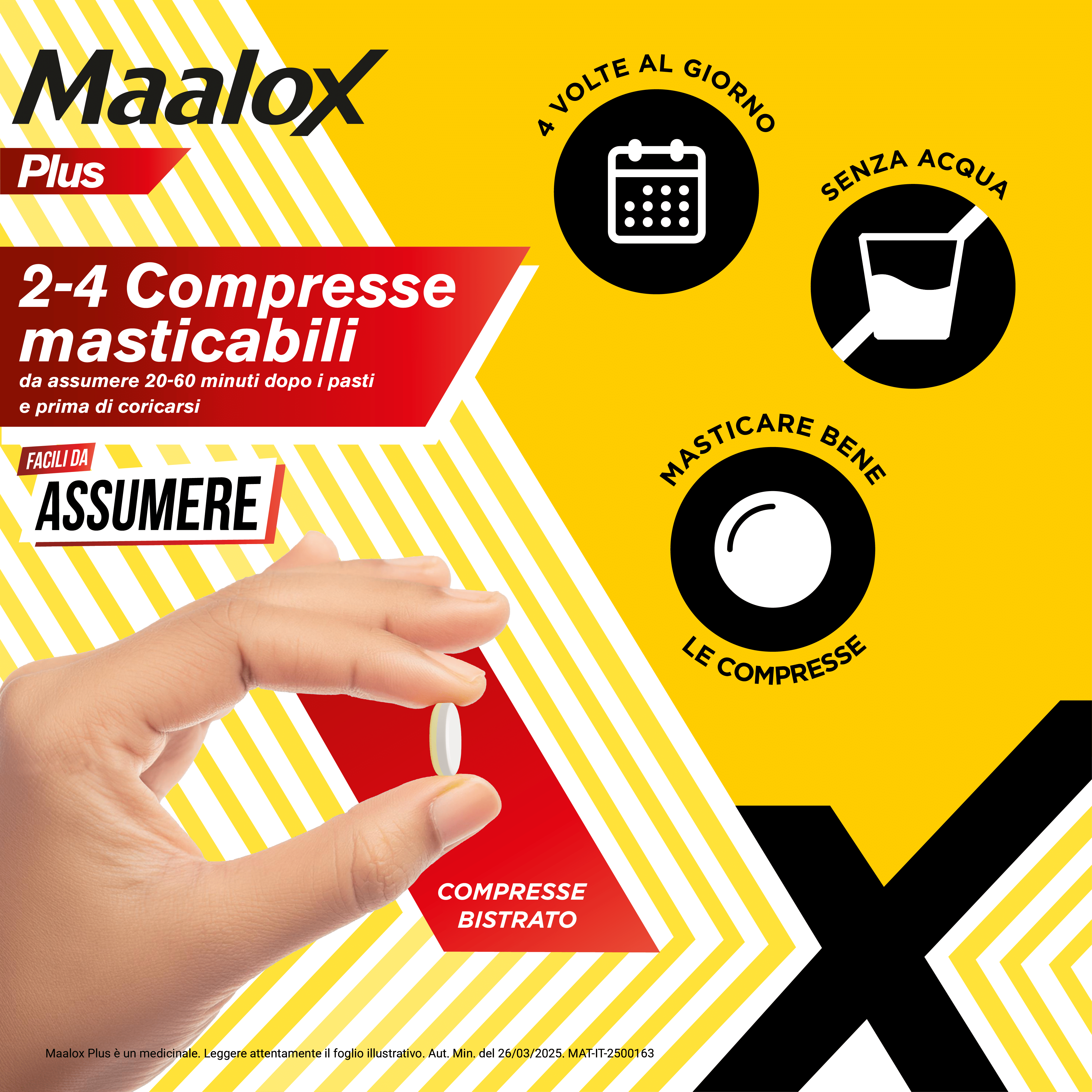 Maalox Plus contro bruciore, cattiva digestione, iperacidità di stomaco, 50 compresse