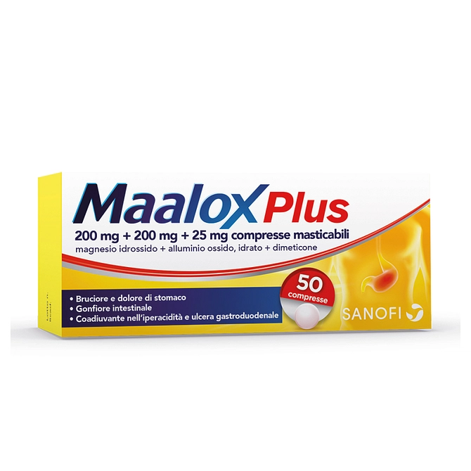 Maalox Plus 50 Cpr Mast 200 Mg + 200 Mg + 25 Mg