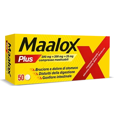 Maalox Plus contro bruciore, cattiva digestione, iperacidità di stomaco, 50 compresse Maalox Plus contro bruciore, cattiva digestione, iperacidità di stomaco, 50 compresse