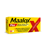 Maalox Plus azione rapida contro bruciore e acidità di stomaco, 50 cpr