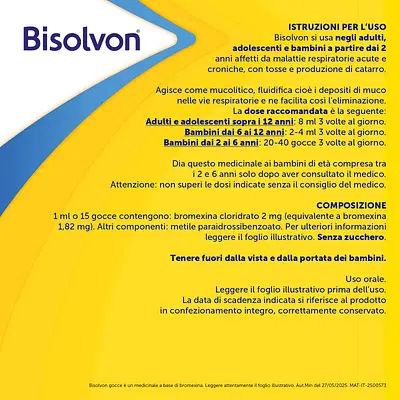 Bisolvon Soluzione Orale Gocce Mucolitico Contro Catarro e Tosse Grassa (40 ml)   Bisolvon Soluzione Orale Gocce Mucolitico Contro Catarro e Tosse Grassa (40 ml)