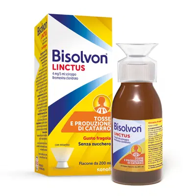 Bisolvon Linctus Sciroppo Mucolitico per Catarro e Tosse Grassa, Gusto Fragola (200 ml) Bisolvon Linctus Sciroppo Mucolitico per Catarro e Tosse Grassa, Gusto Fragola (200 ml)
