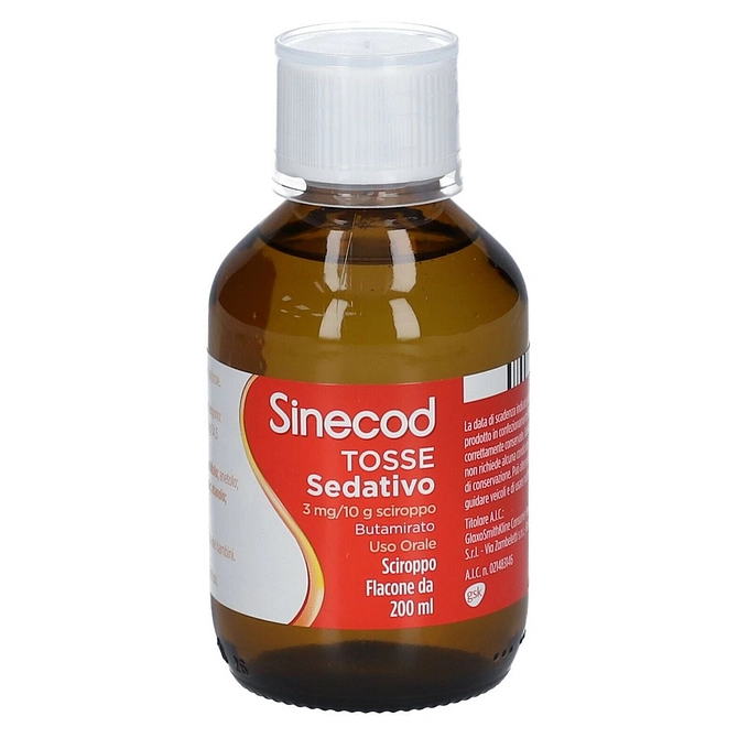 Sinecod Tosse Sedativo 1 Flacone 200 Ml 3 Mg/10 G Sciroppo