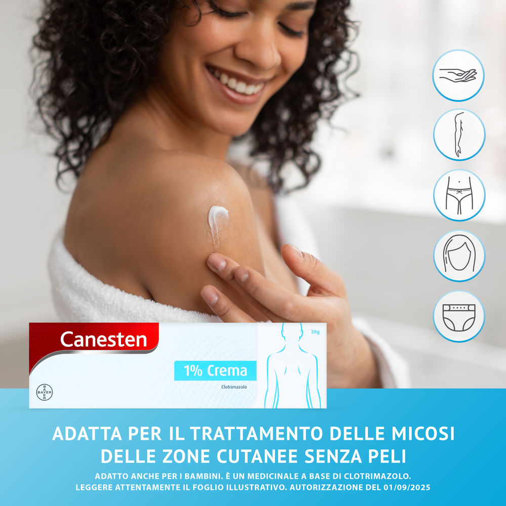 Canesten Crema Trattamento Antimicotico Antifungino contro Funghi e Micosi della pelle, Tubo 30g