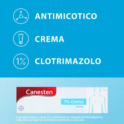 Canesten Crema Trattamento Antimicotico Antifungino contro Funghi e Micosi della pelle, Tubo 30g Canesten Crema Trattamento Antimicotico Antifungino contro Funghi e Micosi della pelle, Tubo 30g