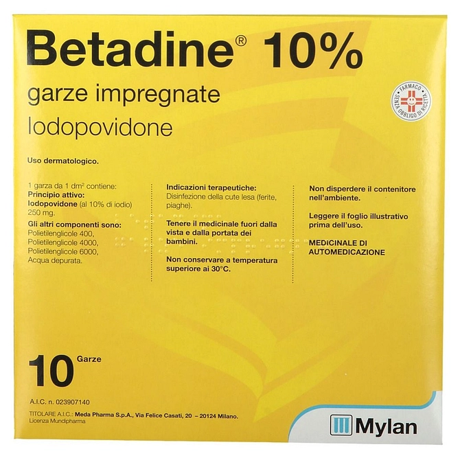 Betadine 10 Garze 10 Cm X 10 Cm 250 Mg