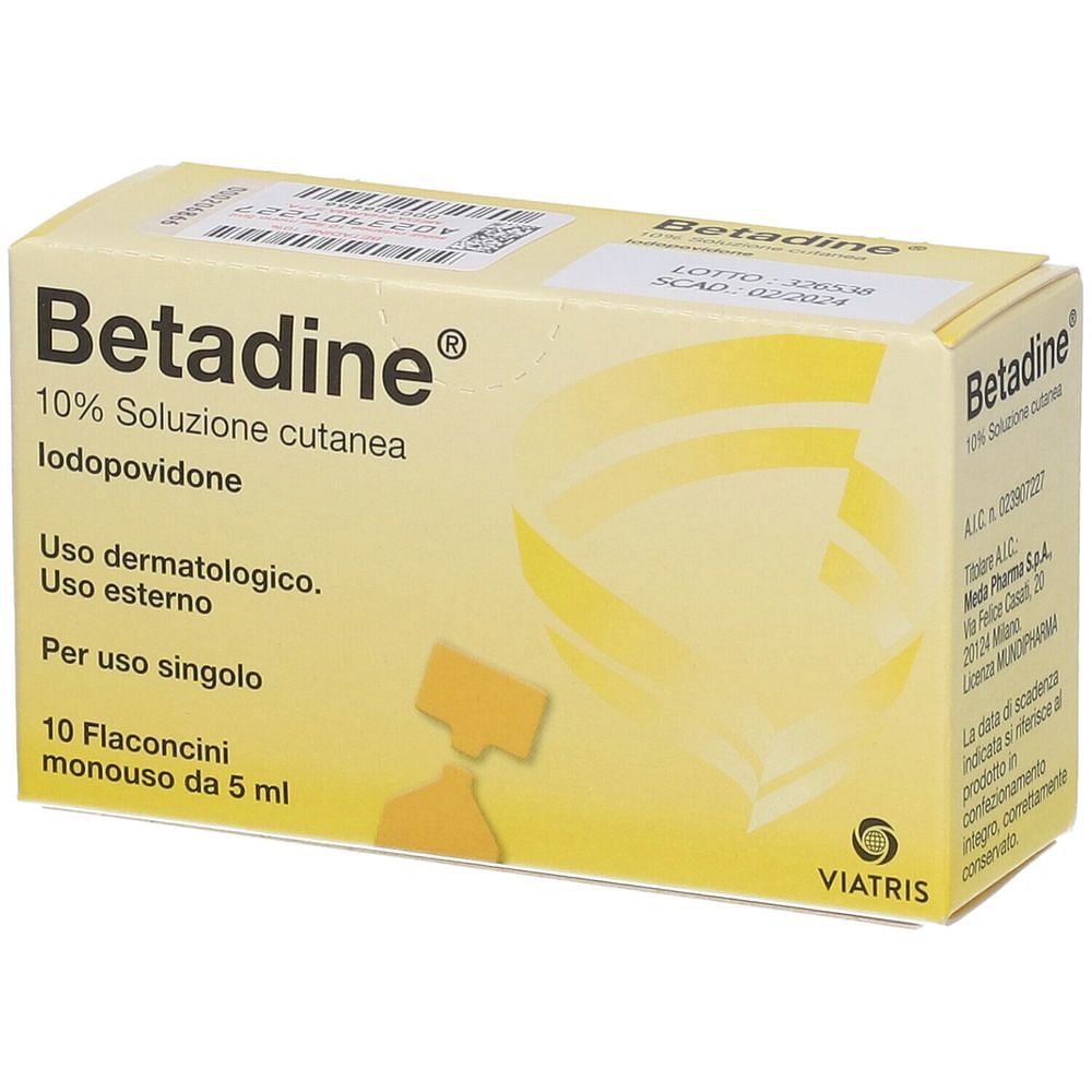 Betadine Soluzione Cutanea 10 Flaconi 5 Ml 10%