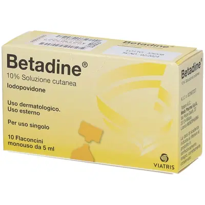 BETADINE soluzione cutanea 10 flaconi 5 ml 10% BETADINE soluzione cutanea 10 flaconi 5 ml 10%