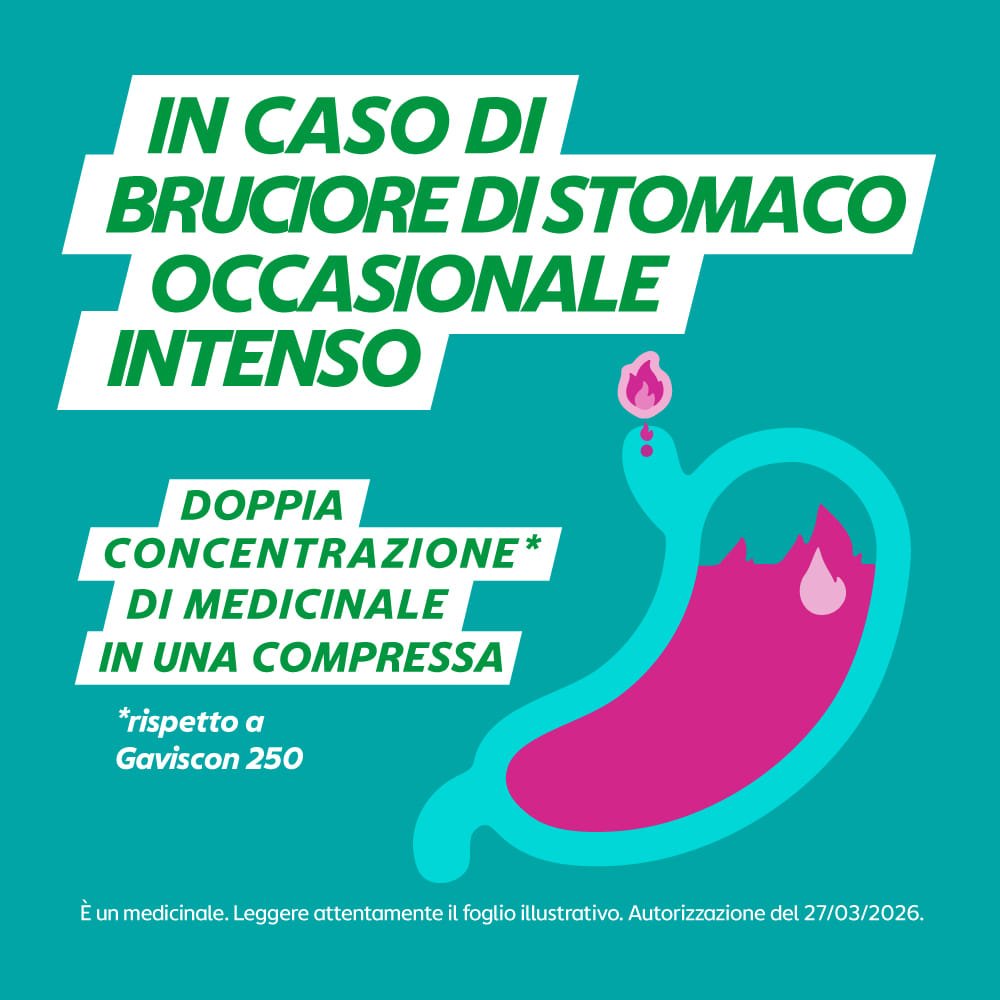 GAVISCON 24 CPR MENTA 500MG + 267MG contro bruciore e acidità di stomaco e sintomi del reflusso gastroesofageo