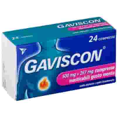 GAVISCON 24 CPR MENTA 500MG + 267MG contro bruciore e acidità di stomaco e sintomi del reflusso gastroesofageo