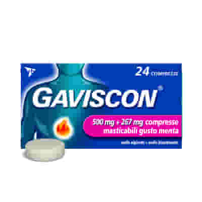 GAVISCON 24 CPR MENTA 500MG + 267MG contro bruciore e acidità di stomaco e sintomi del reflusso gastroesofageo