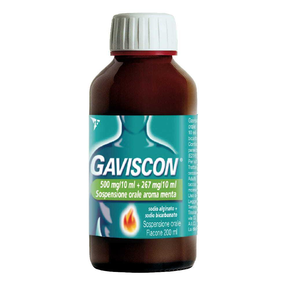 GAVISCON SOSP 200ML MENTA contro sintomi del reflusso gastroesofageo, bruciore e acidità di stomaco