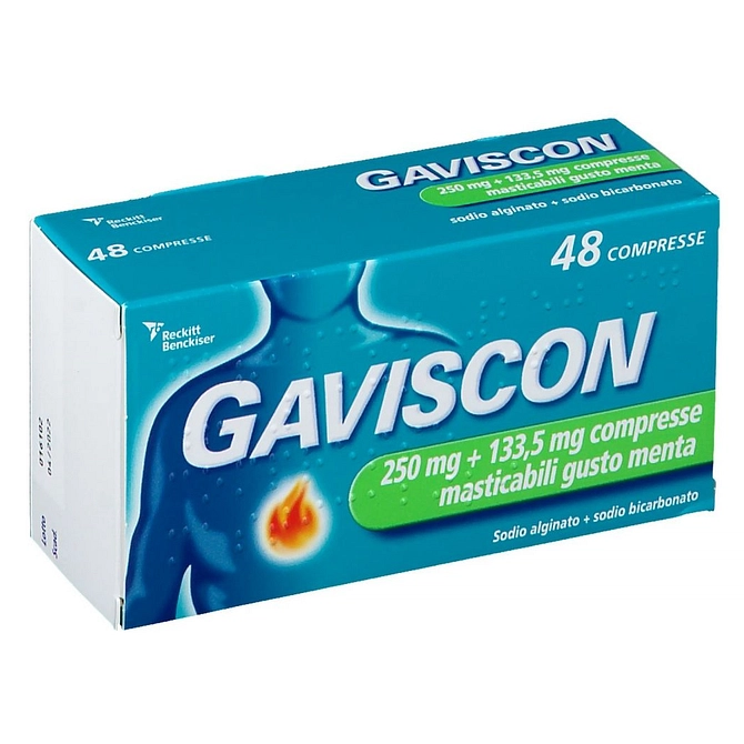 Gaviscon 48 Cpr Mast 250 Mg + 133,5 Mg Menta