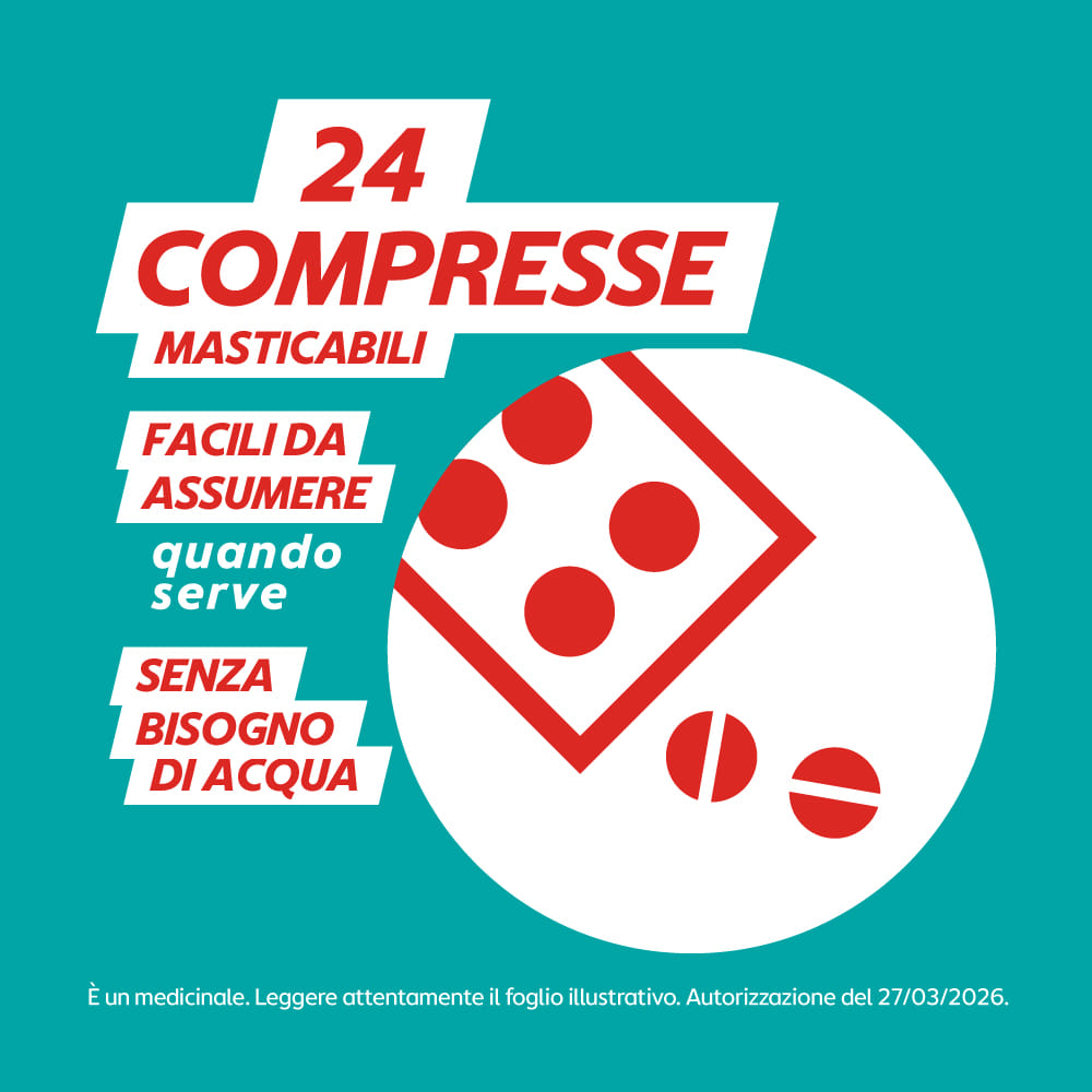 GAVISCON 24 CPR FRAGOLA 250MG + 133,5MG contro sintomi del reflusso gastroesofageo, bruciore e acidità di stomaco