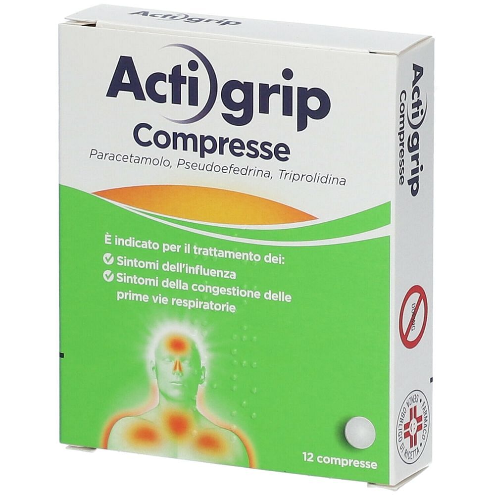 Actigrip 12 Compresse 60 Mg + 2,5 Mg + 500 Mg