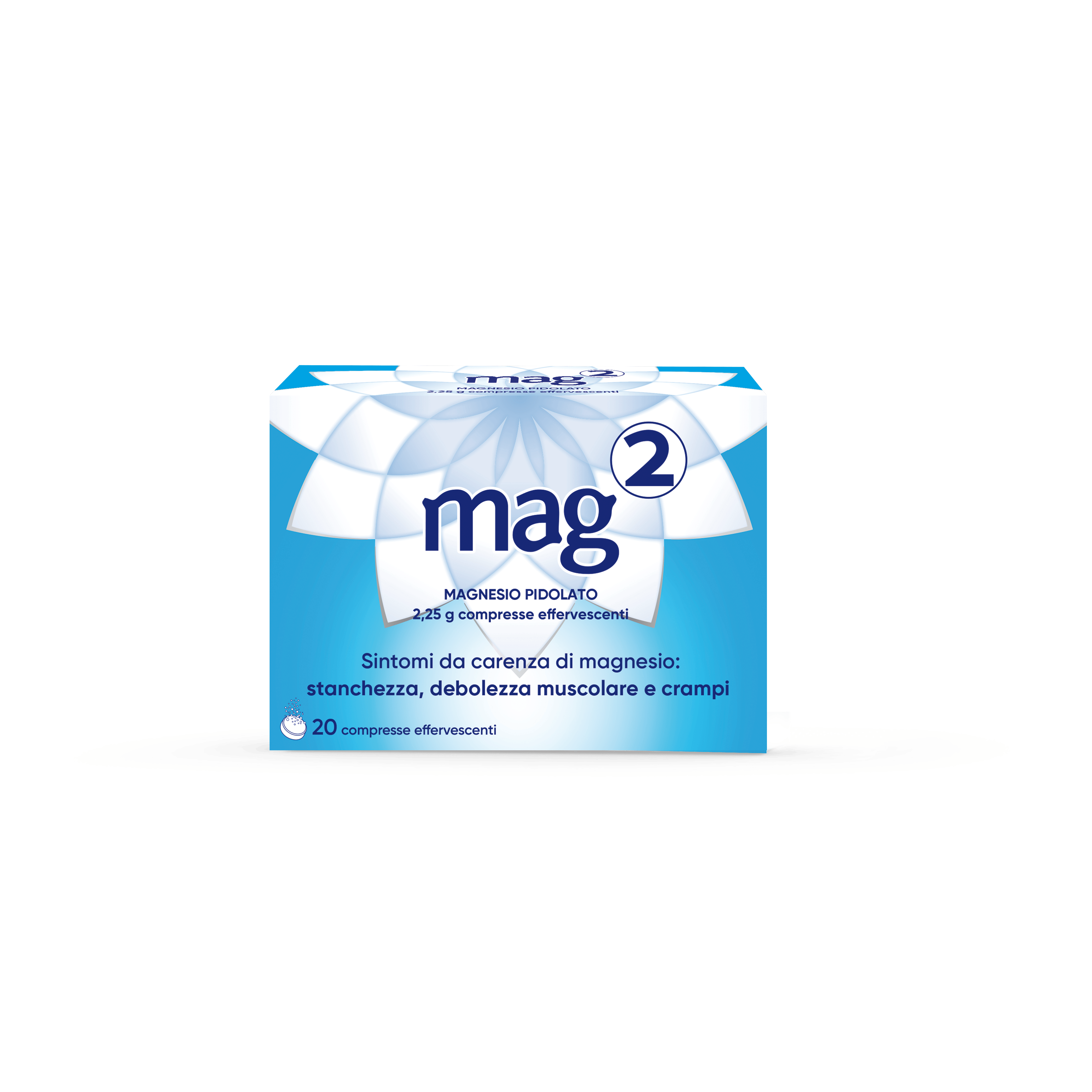 Mag 2 Magnesio Pidolato per Stanchezza e Debolezza Muscolare, 20 compresse effervescenti