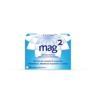 Mag 2 Magnesio Pidolato per Stanchezza e Debolezza Muscolare, 20 compresse effervescenti
