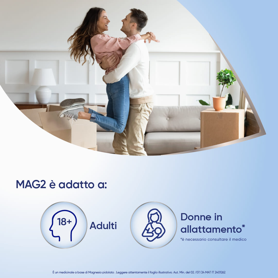 Mag 2 Magnesio Pidolato per Stanchezza e Debolezza Muscolare, 20 compresse effervescenti