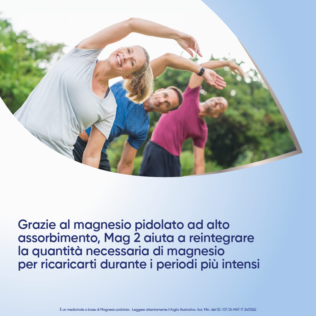 Mag 2 Magnesio Pidolato per Stanchezza e Debolezza Muscolare, 20 compresse effervescenti
