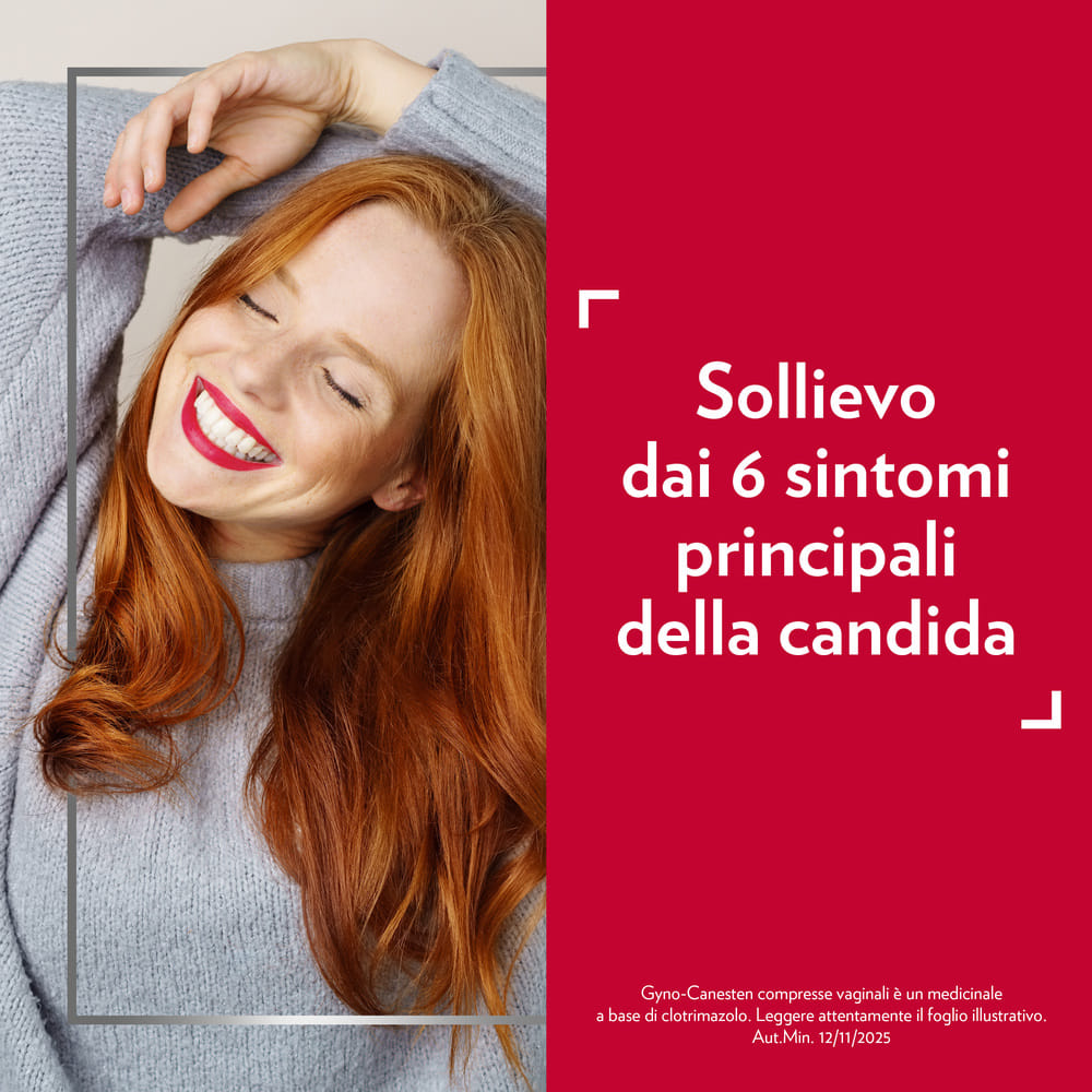 Gyno-Canesten Trattamento Sintomi Candida contro Prurito, Bruciore Intimo e Perdite, 12 Compresse Vaginali
