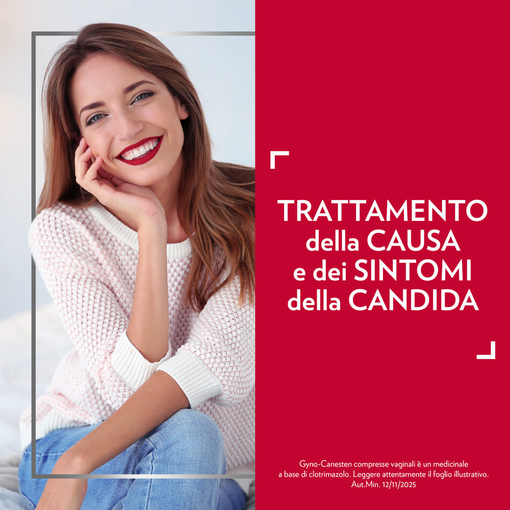Gyno-Canesten Trattamento Sintomi Candida contro Prurito, Bruciore Intimo e Perdite, 12 Compresse Vaginali