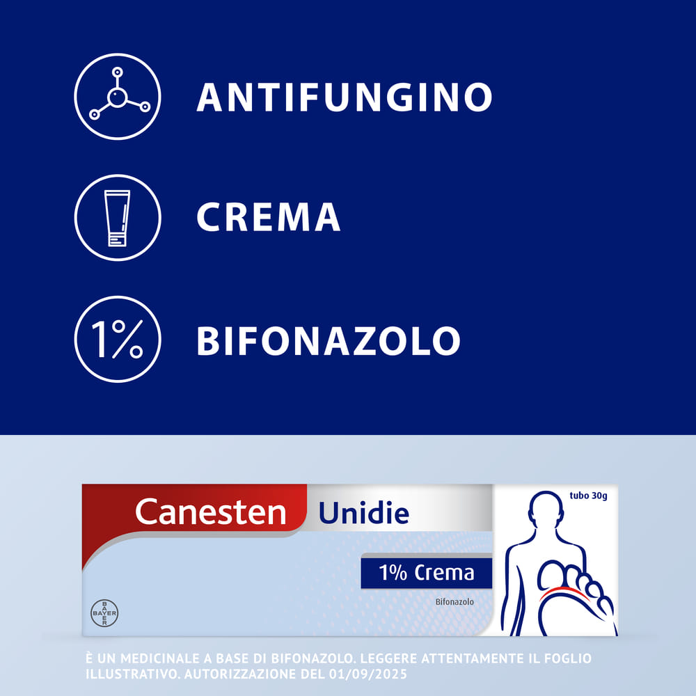 Canesten Unidie Crema Antimicotico Antifungino contro Funghi Micosi Piede d'Atleta, Tubo 30g