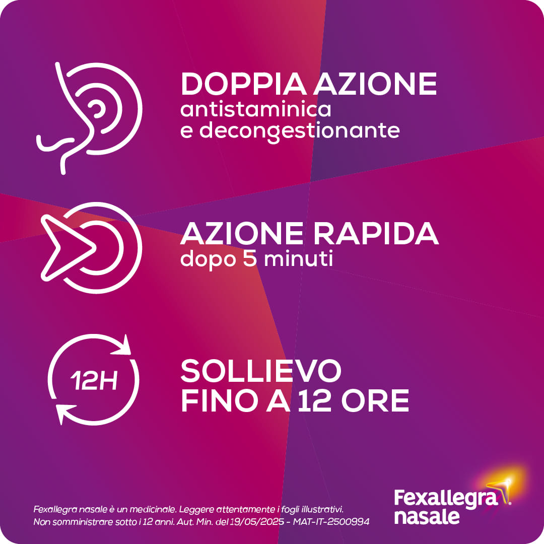 Fexallegra nasale, Antistaminico Allergia Decongestionante per i Sintomi della Rinite Allergica, Formato da 10 ML