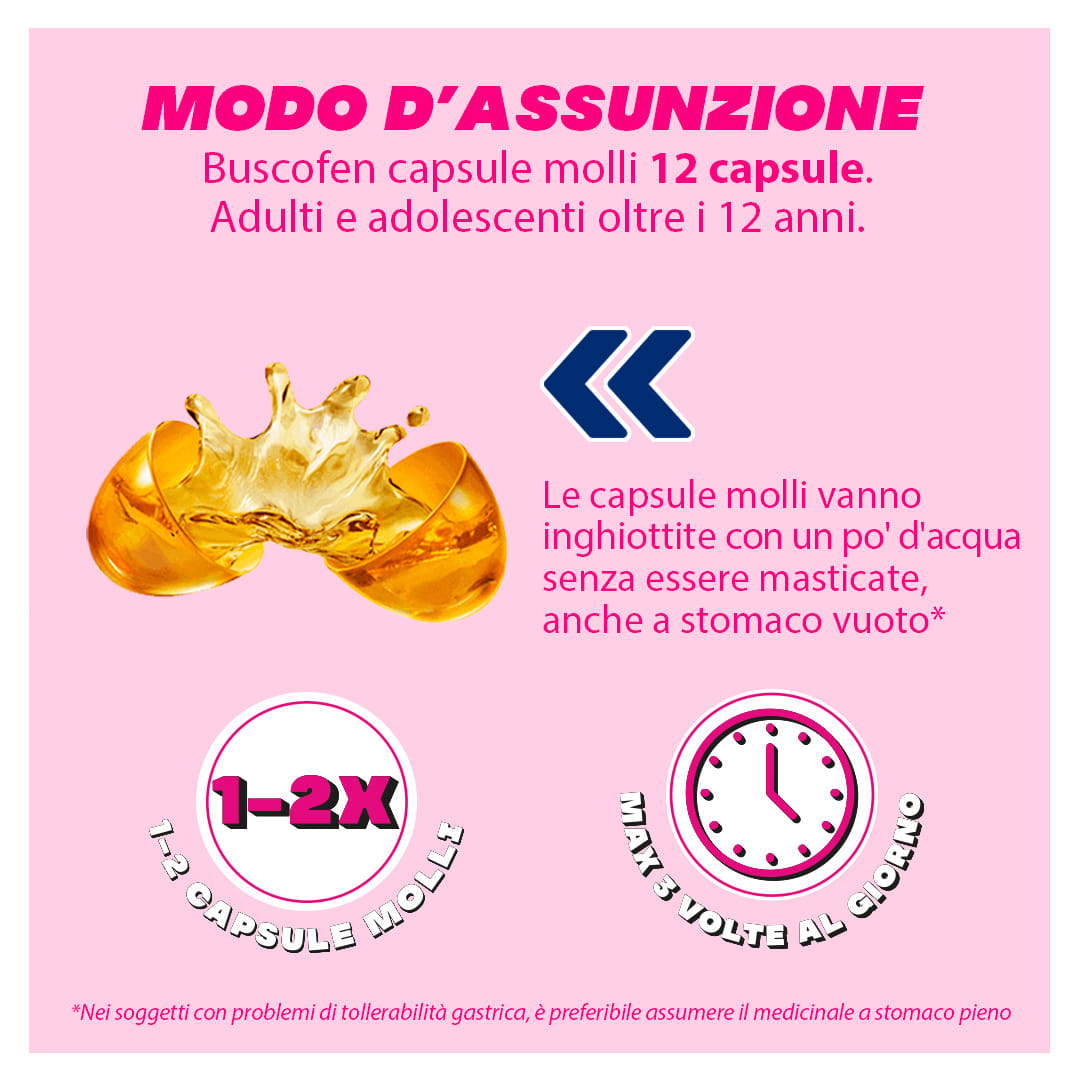 Buscofen 12 capsule, ibuprofene contro dolori da ciclo