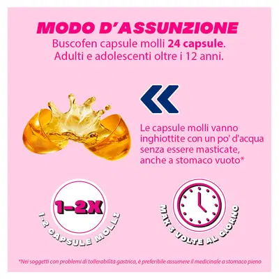 Buscofen 24 capsule, ibuprofene contro dolori da ciclo Buscofen 24 capsule, ibuprofene contro dolori da ciclo