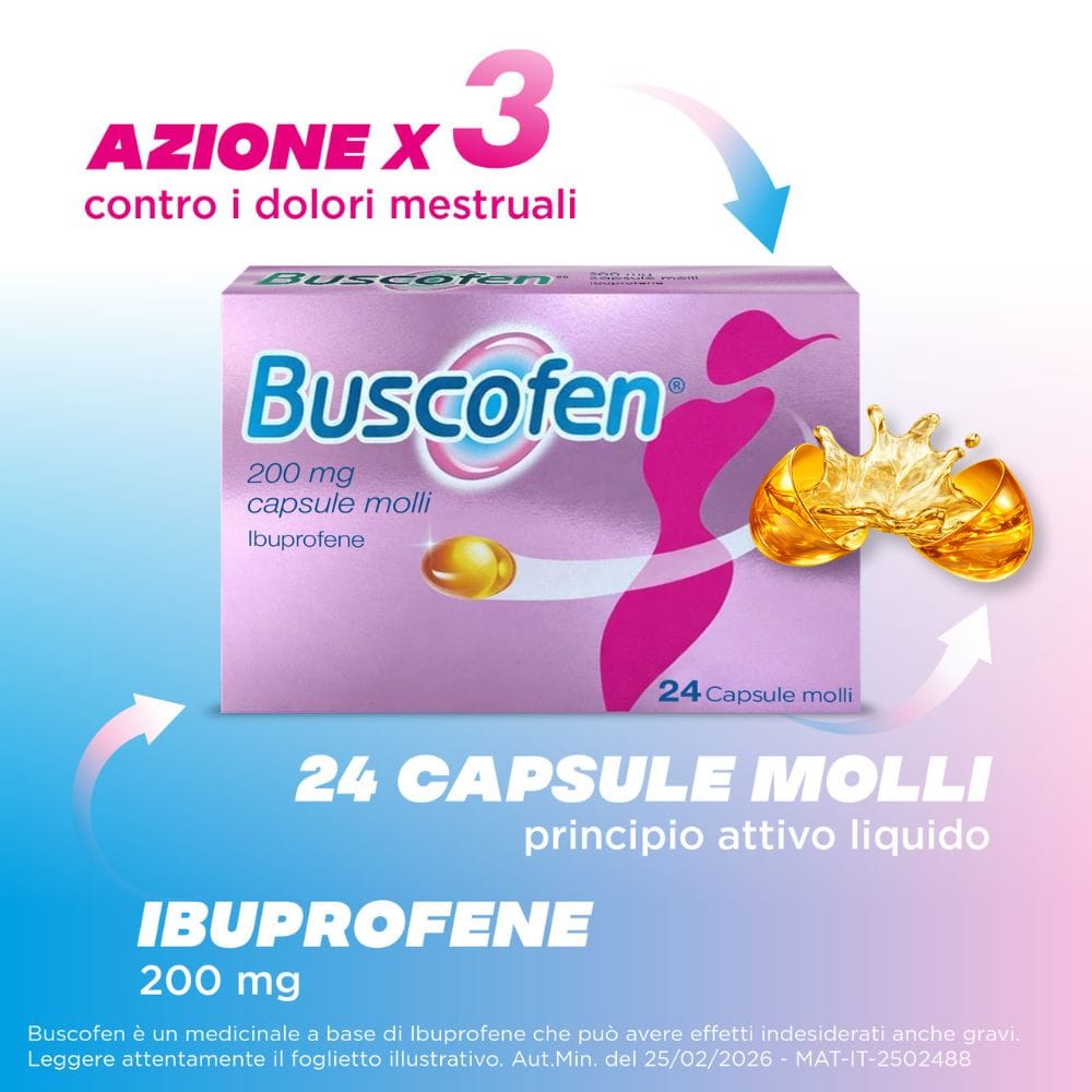 Buscofen 24 capsule, ibuprofene contro dolori da ciclo