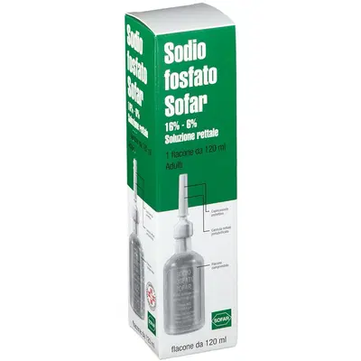 SODIO FOSFATO (SOFAR) 1 flacone 120 ml 16% + 6% soluzione rettale SODIO FOSFATO (SOFAR) 1 flacone 120 ml 16% + 6% soluzione rettale